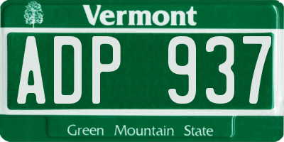 VT license plate ADP937
