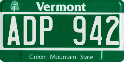 VT license plate ADP942