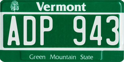 VT license plate ADP943