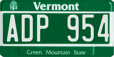 VT license plate ADP954