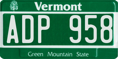 VT license plate ADP958