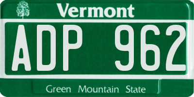 VT license plate ADP962