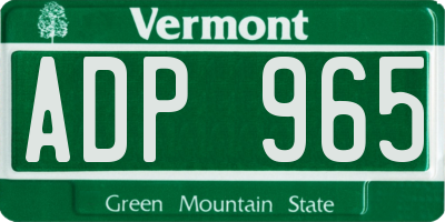 VT license plate ADP965