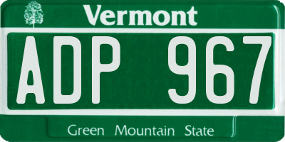 VT license plate ADP967