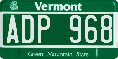 VT license plate ADP968
