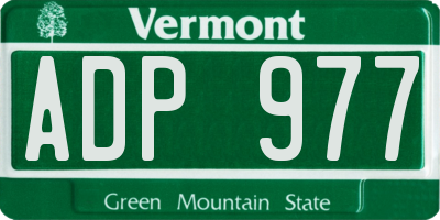 VT license plate ADP977