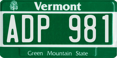 VT license plate ADP981