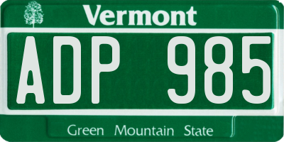 VT license plate ADP985
