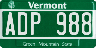 VT license plate ADP988