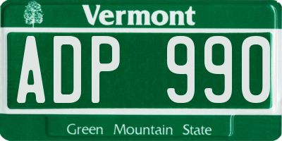 VT license plate ADP990