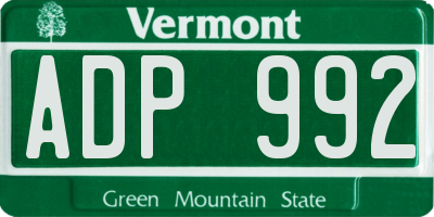 VT license plate ADP992
