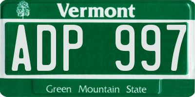 VT license plate ADP997