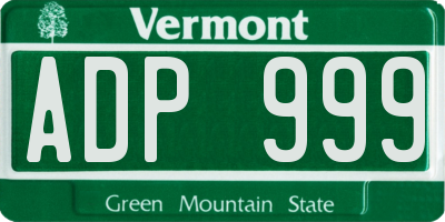 VT license plate ADP999
