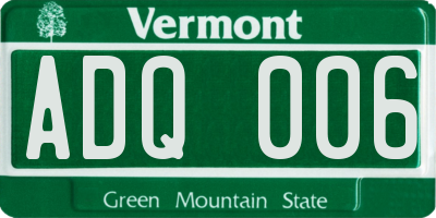 VT license plate ADQ006