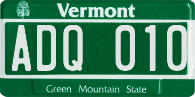 VT license plate ADQ010