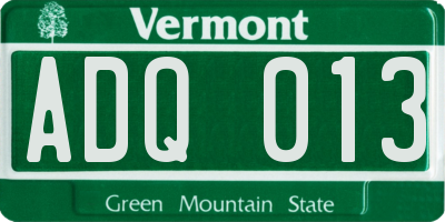 VT license plate ADQ013
