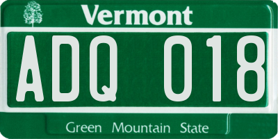 VT license plate ADQ018
