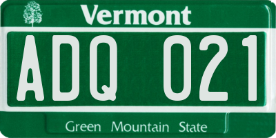VT license plate ADQ021