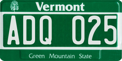 VT license plate ADQ025