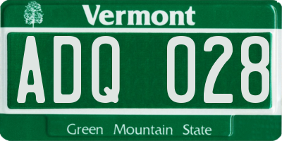 VT license plate ADQ028