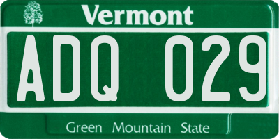 VT license plate ADQ029