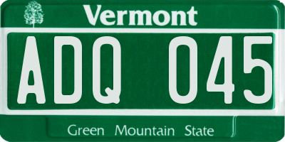 VT license plate ADQ045