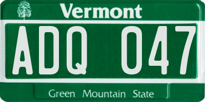 VT license plate ADQ047