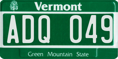 VT license plate ADQ049
