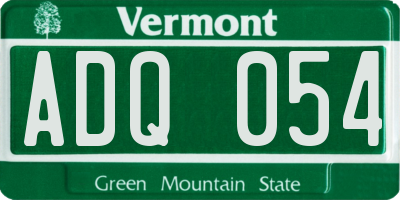 VT license plate ADQ054