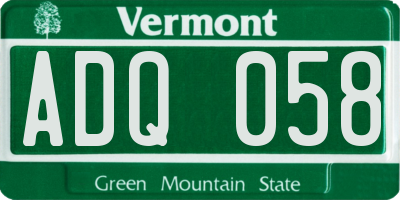VT license plate ADQ058