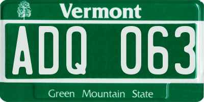 VT license plate ADQ063