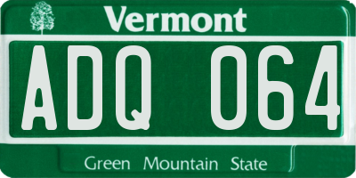 VT license plate ADQ064
