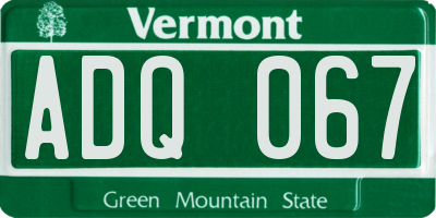 VT license plate ADQ067
