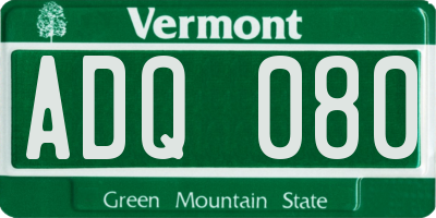 VT license plate ADQ080