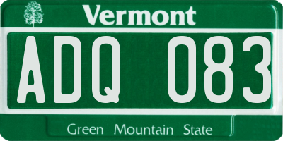 VT license plate ADQ083