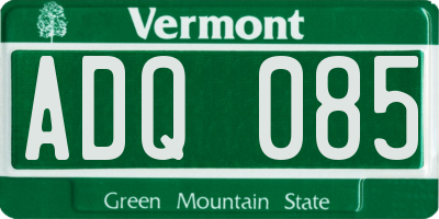 VT license plate ADQ085