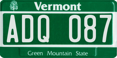 VT license plate ADQ087