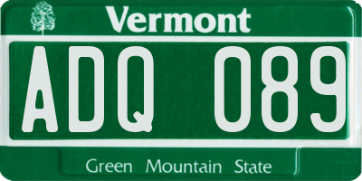 VT license plate ADQ089
