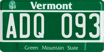 VT license plate ADQ093