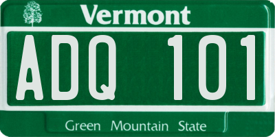 VT license plate ADQ101