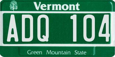 VT license plate ADQ104