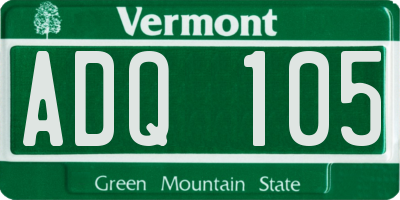 VT license plate ADQ105