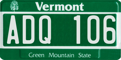 VT license plate ADQ106