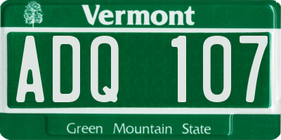 VT license plate ADQ107