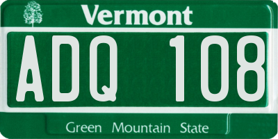 VT license plate ADQ108