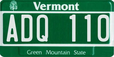 VT license plate ADQ110