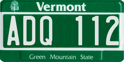 VT license plate ADQ112