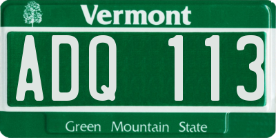 VT license plate ADQ113