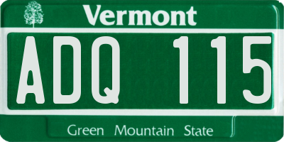 VT license plate ADQ115