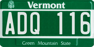 VT license plate ADQ116